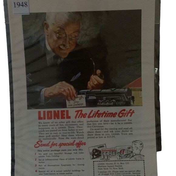Vintage 1948 Lionel The Lifetime Gift Ad Advertisment - Picture 5 of 5